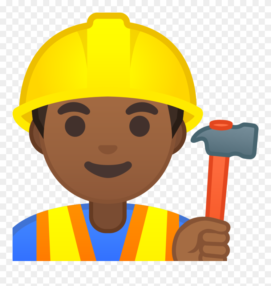 Man Construction Worker Medium Dark Skin Tone Icon - Emoji Construction Worker Clipart