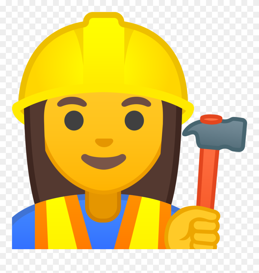 Woman Construction Worker Icon - Female Construction Worker Emoji Clipart