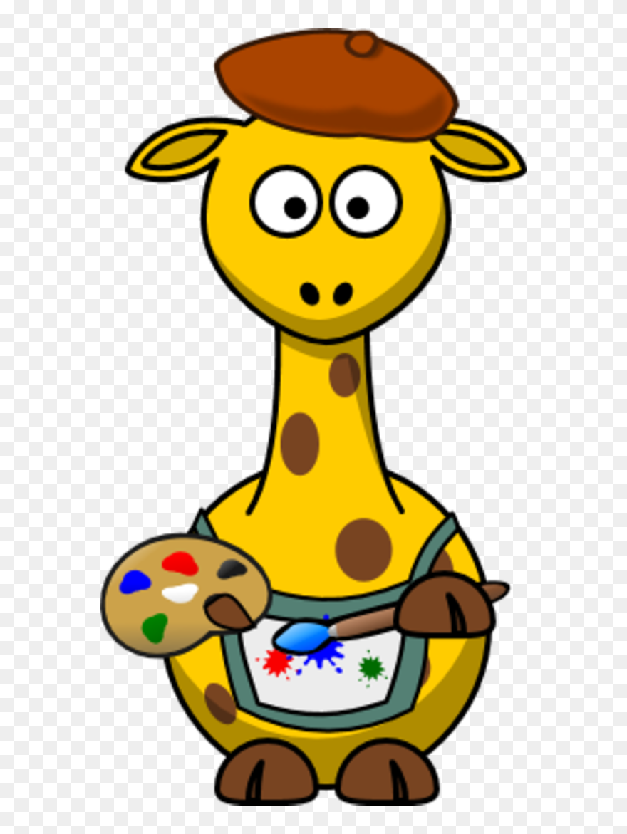 Giraffe As A Painter Artist Vector Clip Art - Png Download