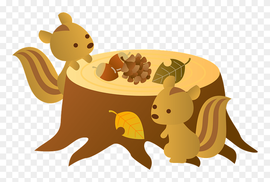Squirrels Animal Stump Clipart - Squirrels - Png Download