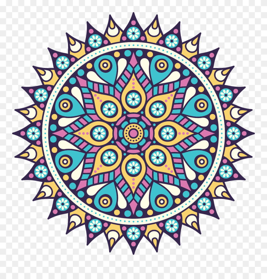 Mandala Buddhism Icon - Beginner Easy Basic Mandala Art Clipart