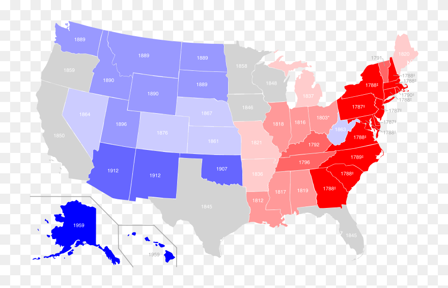 Map Of United States Time Zones Printable - States Admitted To The Union Between 1791 Clipart