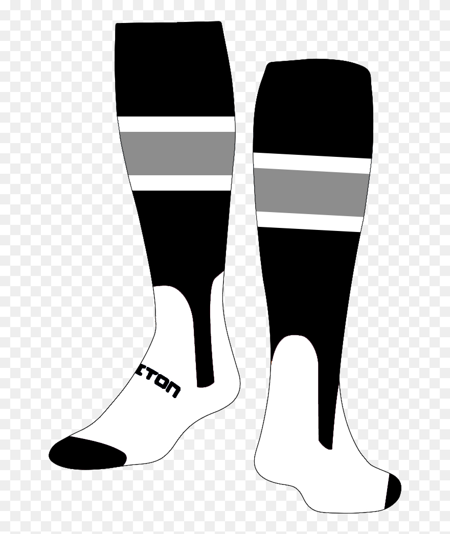 Clipart Socks Baseball - Black White And Grey Stirrup Socks - Png Download