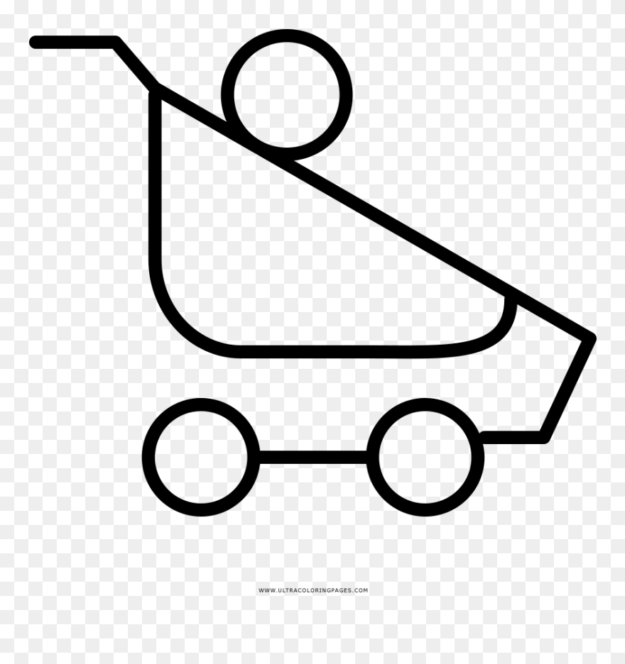 Baby Stroller Coloring Page - Line Art Clipart