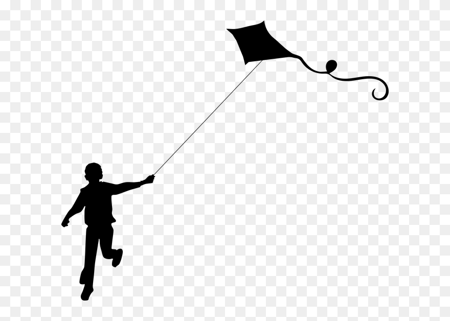 Kite Child Silhouette Clip Art - Kite Flying Clip Art - Png Download