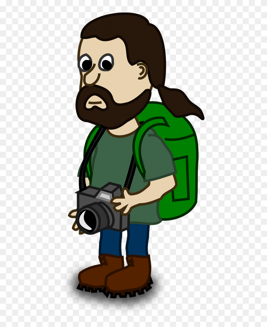 Photographer Man Person - Boy Cartoon Character With Ponytail Clipart