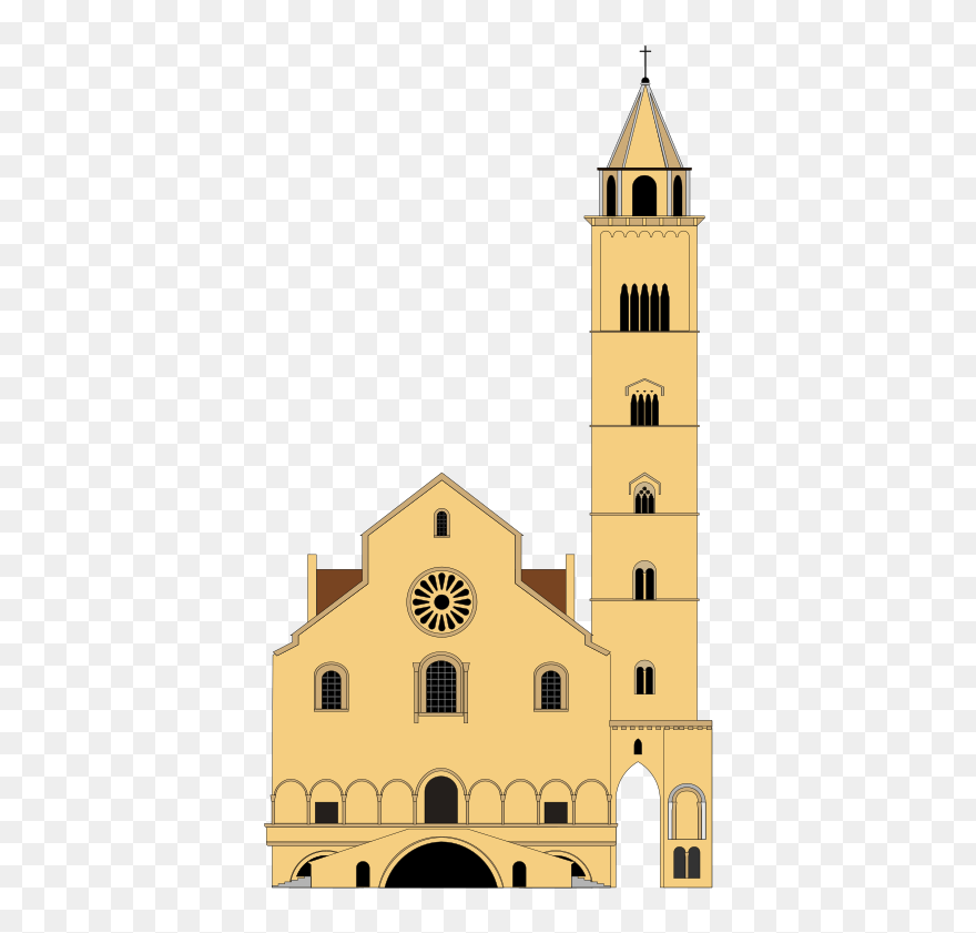 Transparent Church Landmark Place Of Worship Medieval - Cattedrale Trani Png Clipart