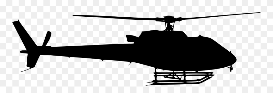 Helicopter Clipart Banner - Helicopter Side View Silhouette - Png Download