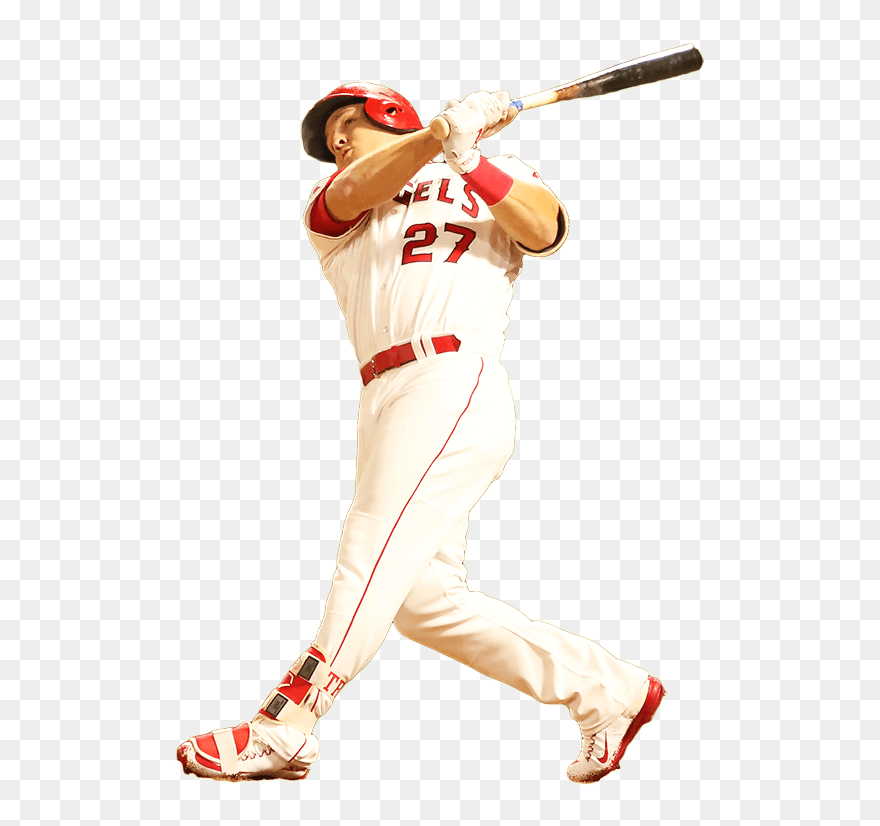 Library Of Left Handed Baseball Player At Bat Vector - Transparent Mike Trout Png Clipart