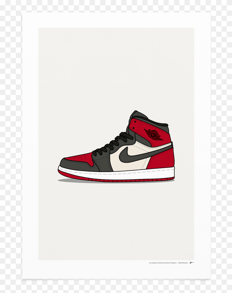 Jordan Bred Toe Kickposters - Jordan 1 Chicago Off White Png Clipart