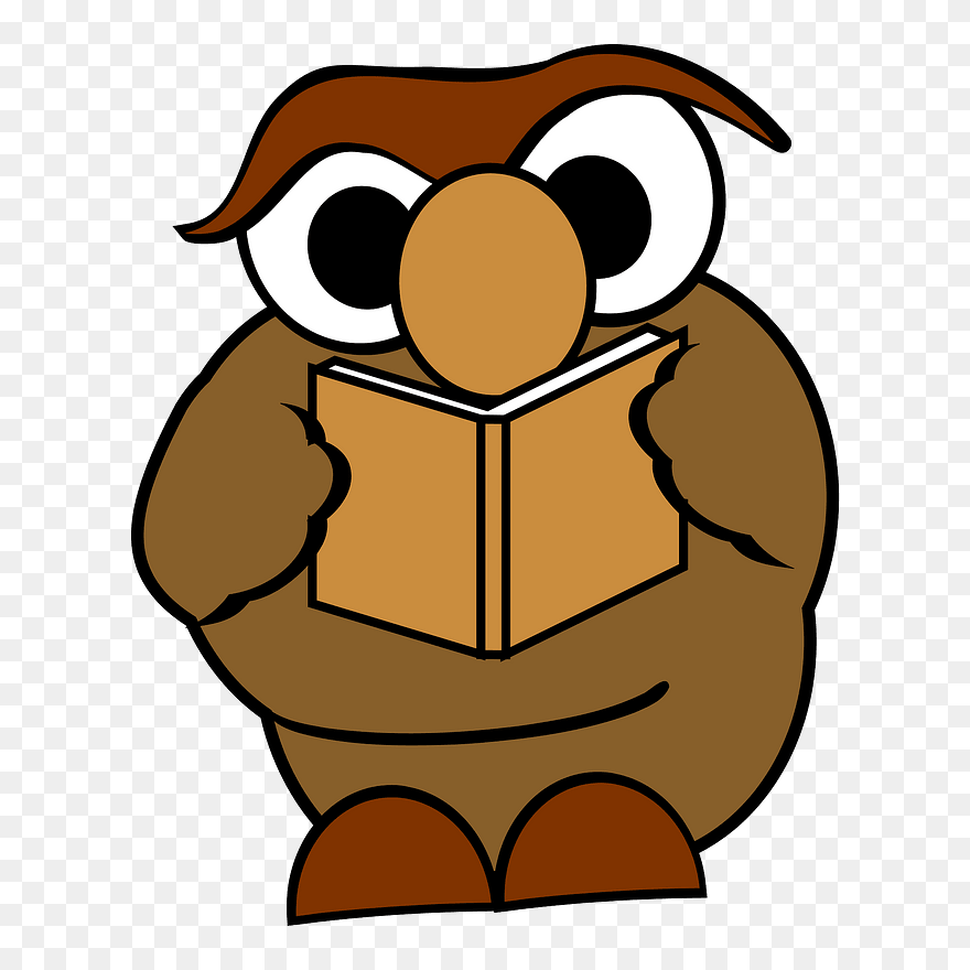 Reading Owl Clipart - Animasi Buku Png Transparent Png