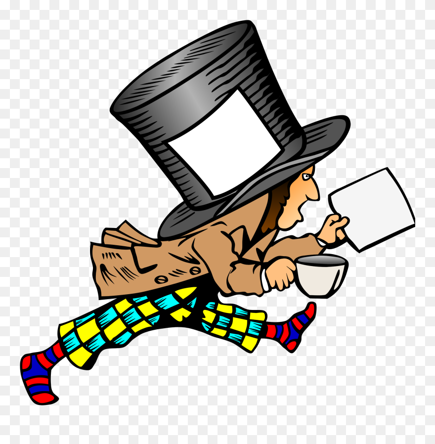 Mad Hatter With Clean Label On Hat Holding Paper Svg - Mad Hatters Hat Card Clipart