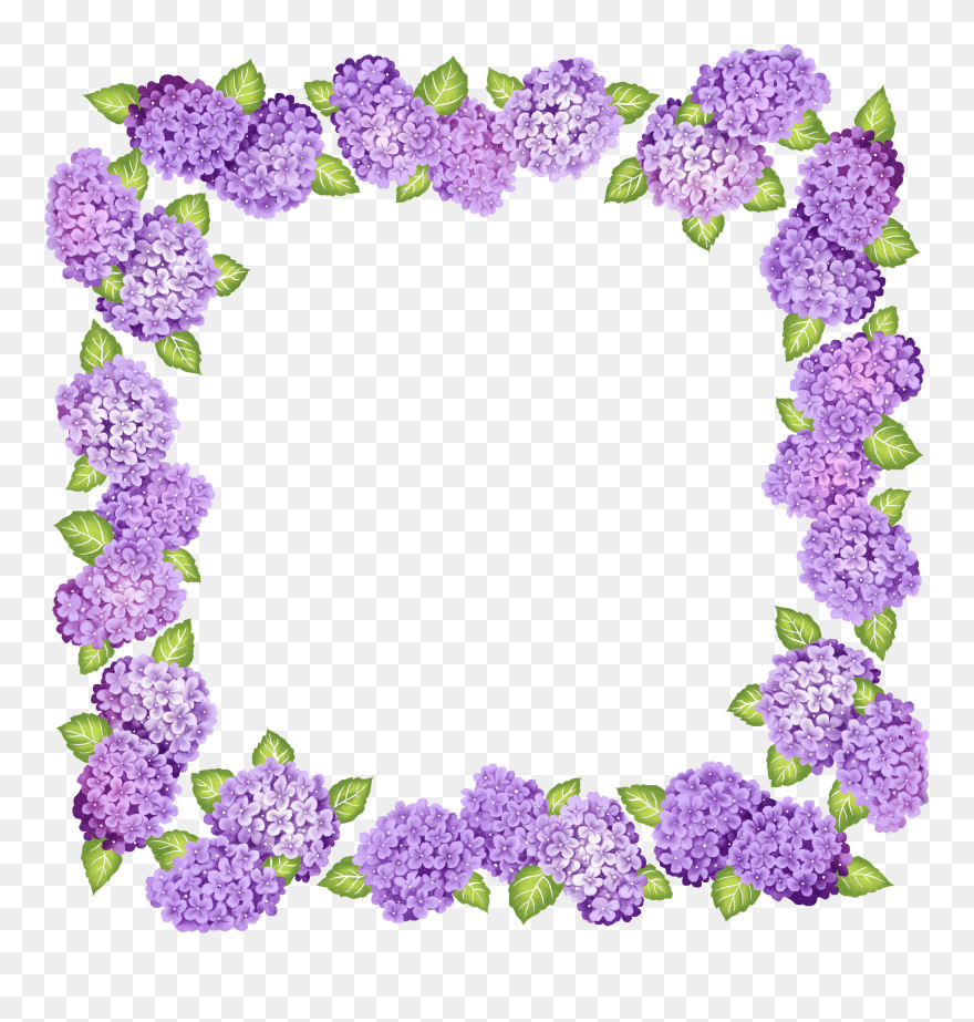 Cute Transparent Purple Flowers Frame - Frame Border For Flower Clipart