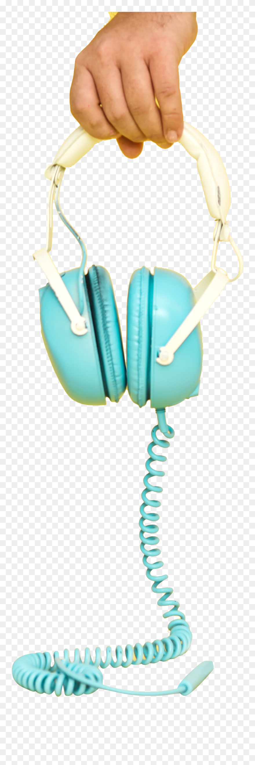 Blue White Wired Headphones - Handbag Clipart