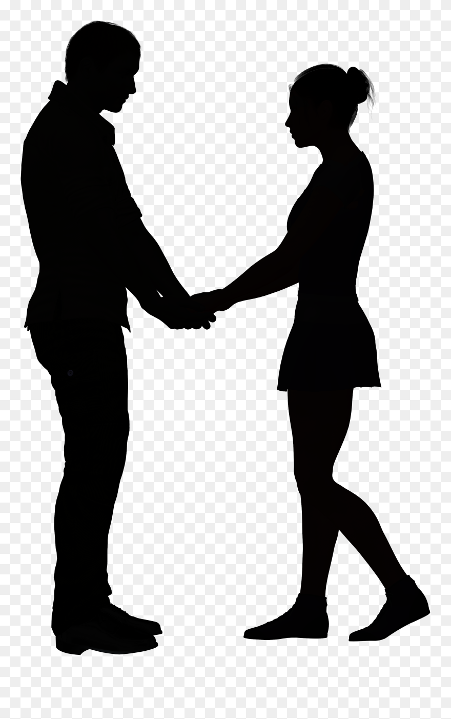 Silhouette Love Clip Art - Clipart Boy And Girl Holding Hands - Png Download