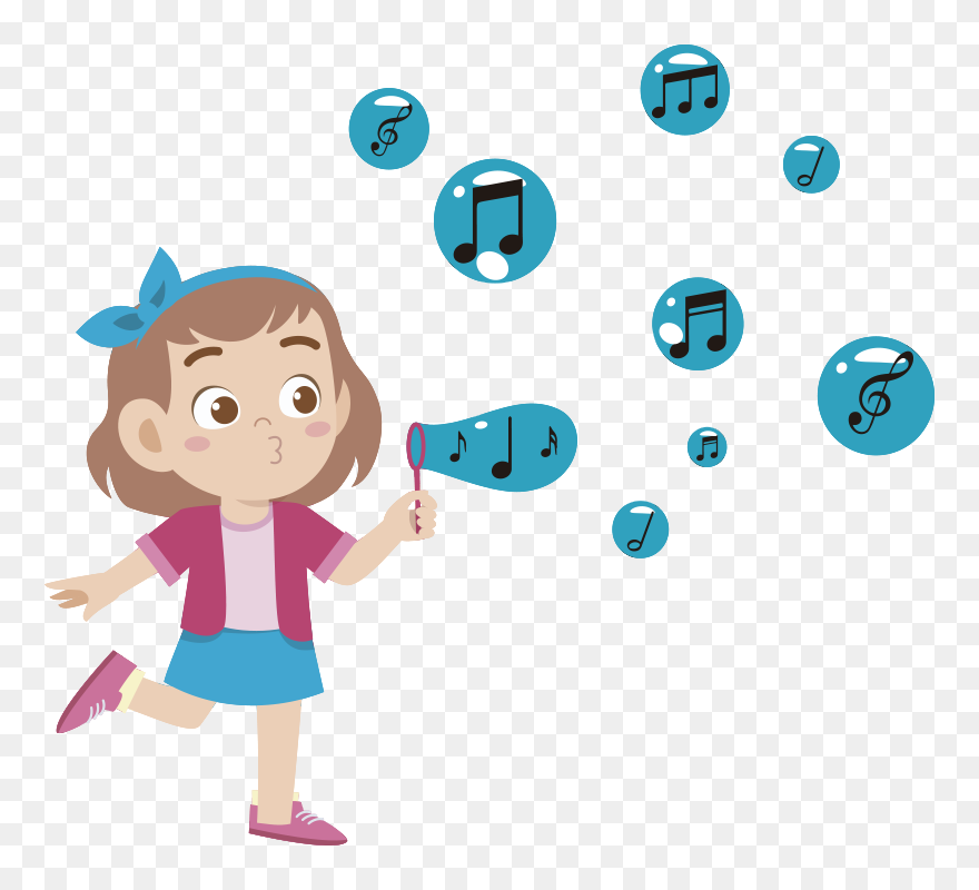 Child Blowing Notes Illustration Wall Art - Girl Shhh Clip Art - Png Download
