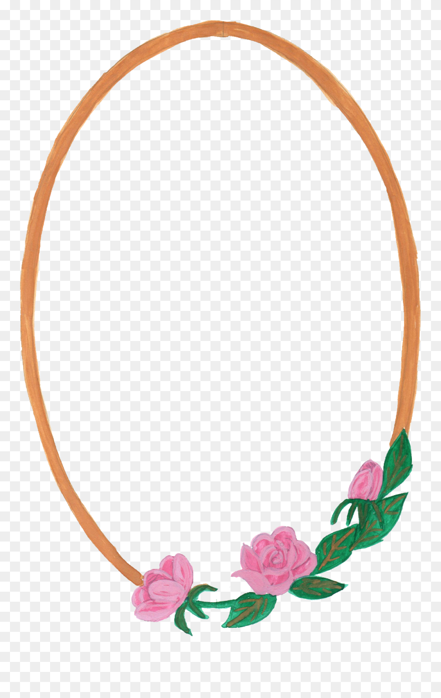 Transparent Orange Frame Png - Ovel Photo Frame With Flower Png Clipart