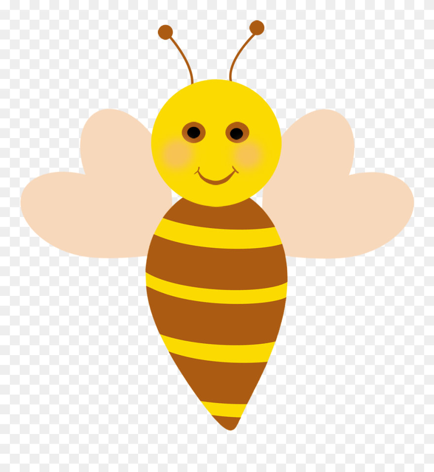 Bee With Heart Shaped Wings - Honeybee Clipart