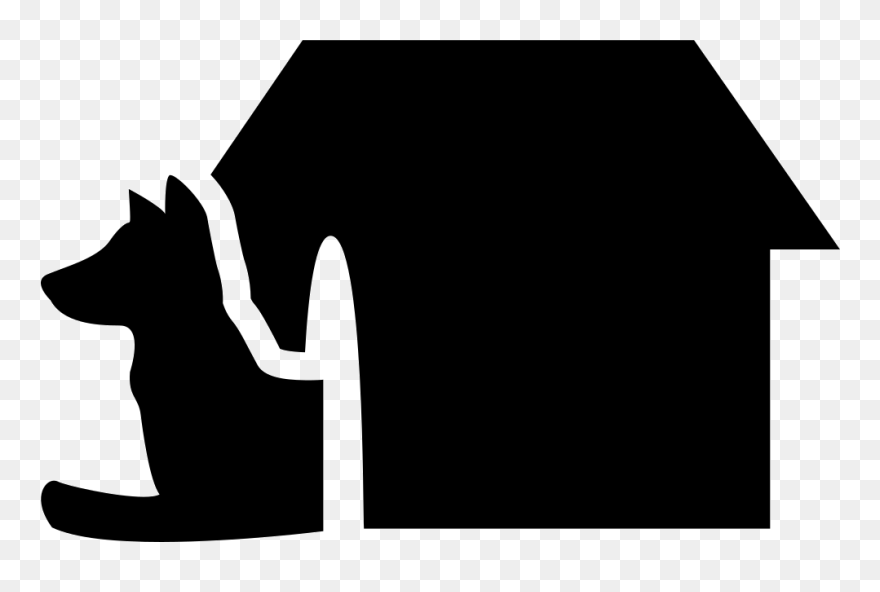 Dog In His House - Dog House Silhouette Clipart