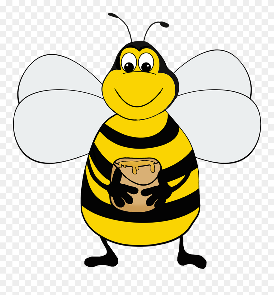 Bee With Honey Clipart - Honeybee - Png Download