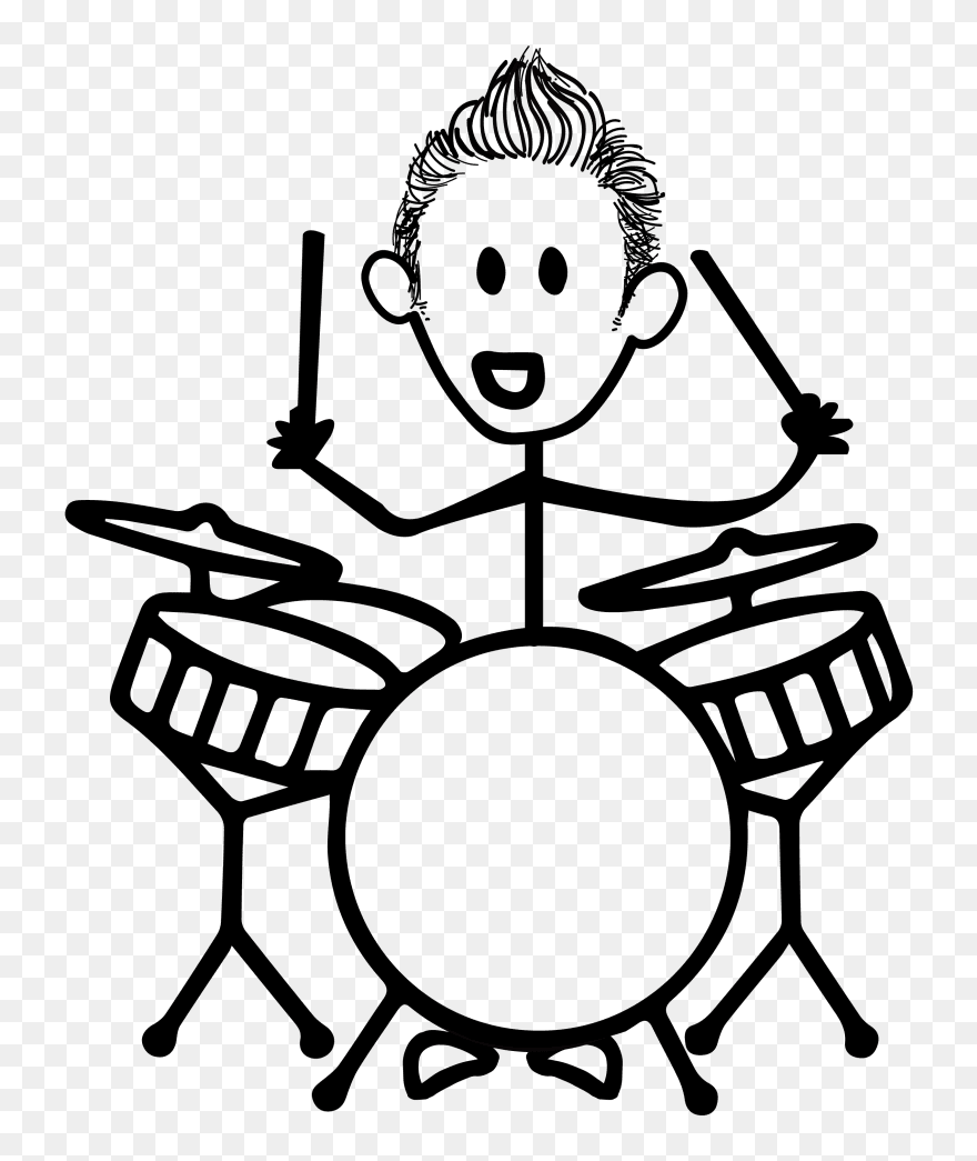 Transparent Couple Clipart Stick Figure - Drawing Of A Kid Playing Drums - Png Download