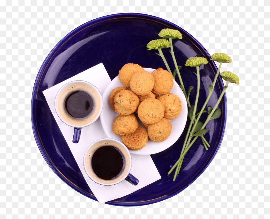 Coffee Biscuits Blue Tray - Coffee Tray Top View Png Clipart