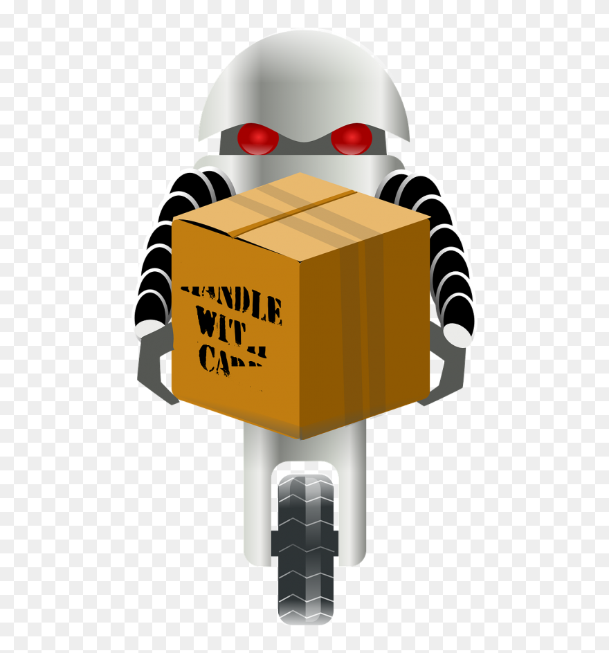 Package Box Robot - Robot With One Wheel Clipart