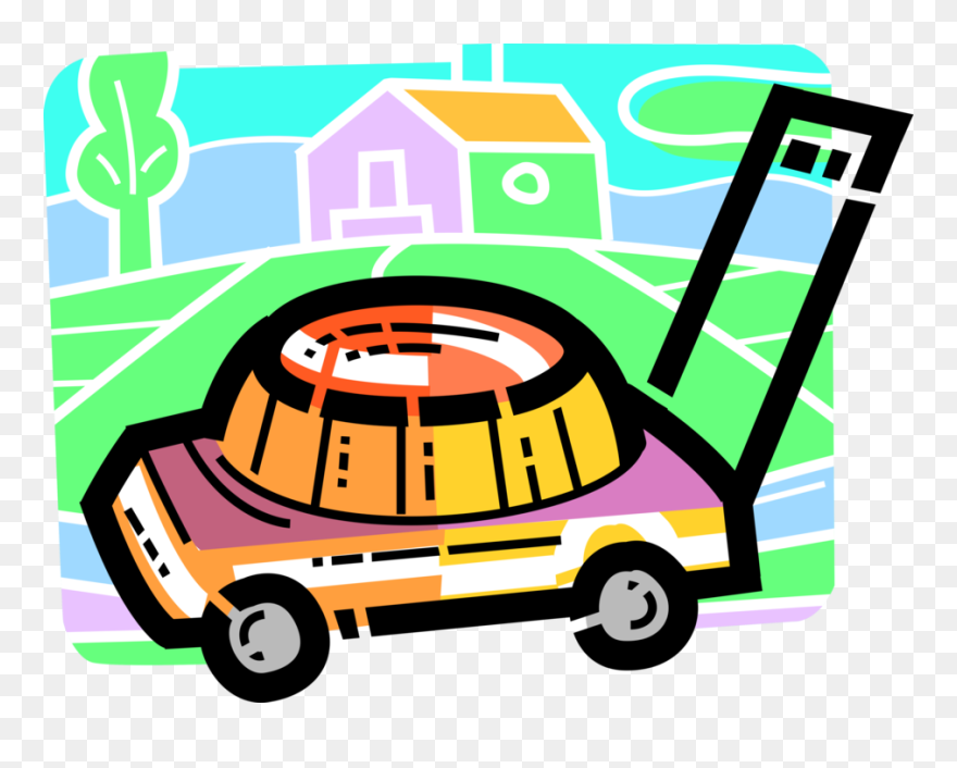 Vector Illustration Of Yard Work Lawn Mower For Cutting Clipart