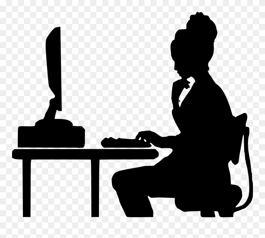 Person On Computer Silhouette Clipart