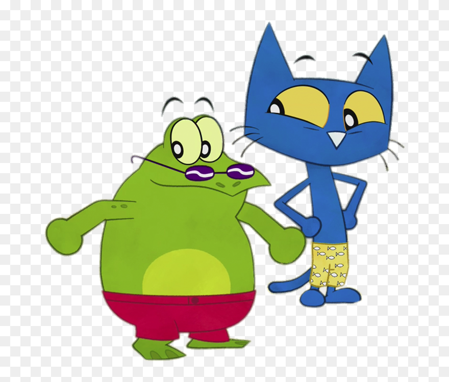 Pete The Cat And His Friend The Frog - Cartoon Clipart