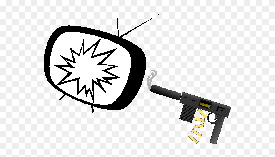 Gun And Broken Tv - Broken Tv Clip Art - Png Download