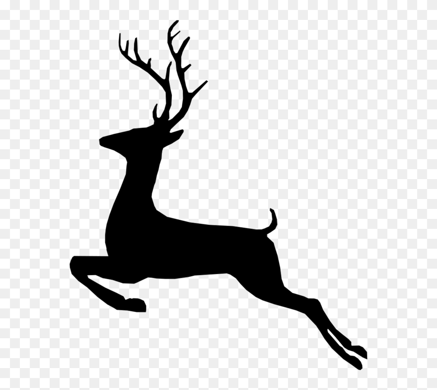 Transparent Deer Deer Black And White Wildlife Clipart - Christmas Reindeer Silhouette - Png Download