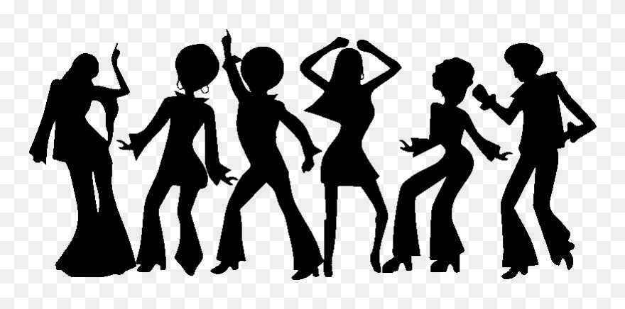 Sticker Silhouettes Danseurs Disco - Dancing Silhouette Disco Png Clipart