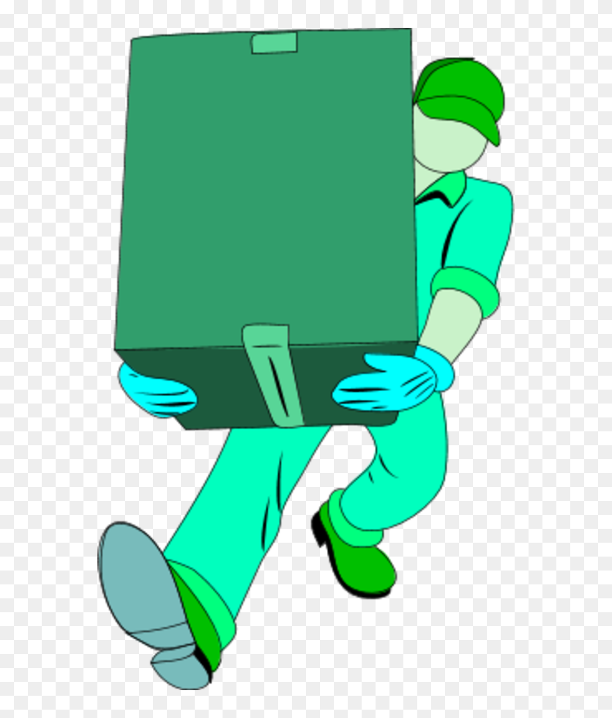 Warehouse Man Carrying A Closed Box - Delivery Clip Art - Png Download