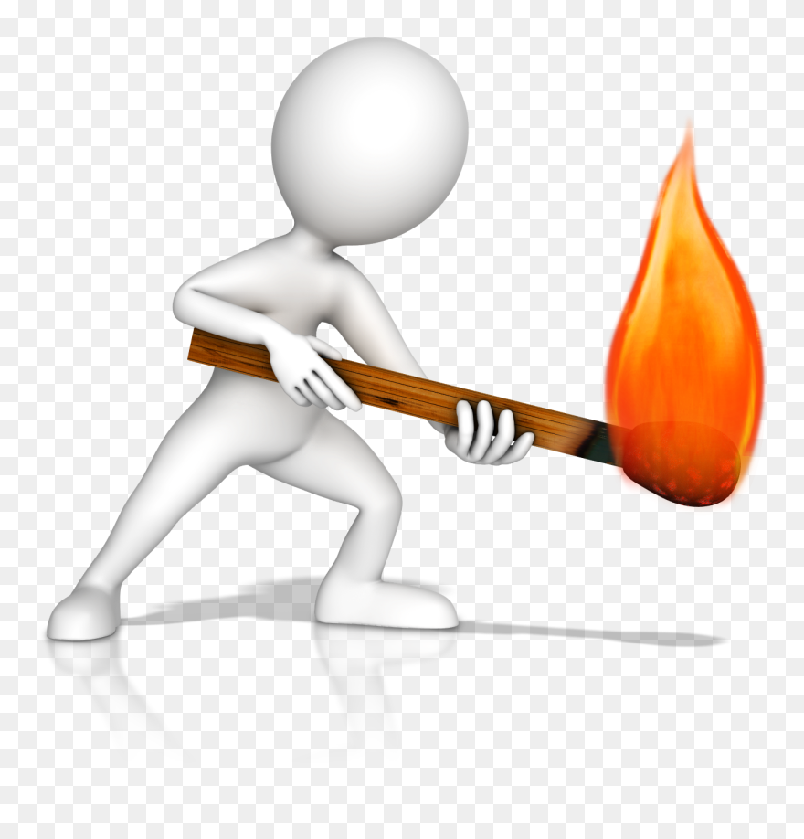 3d White Man Fire Clipart