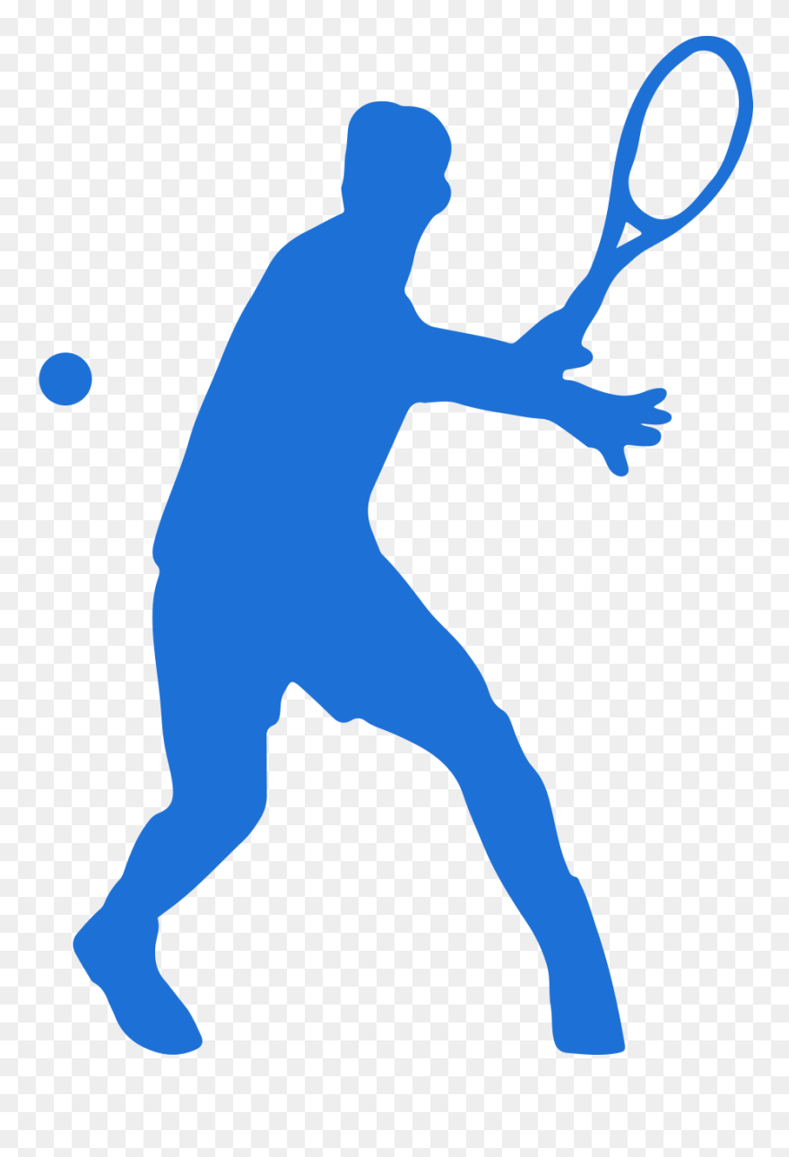 Transparent Tennis Clipart - Tennis Player Silhouette Blue - Png Download