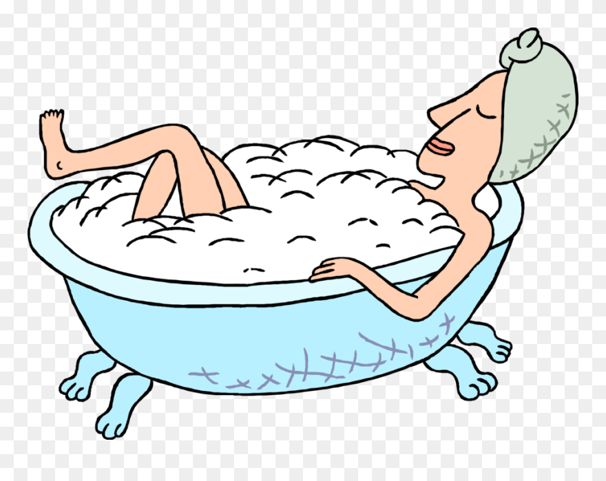 Vector Illustration Of Woman Enjoys Relaxing Bubble - Taking A Bath Clipart - Png Download