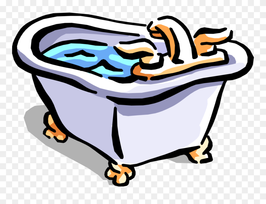 Vector Illustration Of Bathtub, Bath Or Tub Holds Water Clipart