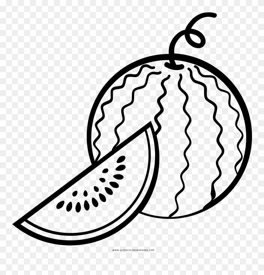 Download Watermelon Coloring Page Watermelon Black And White Drawing