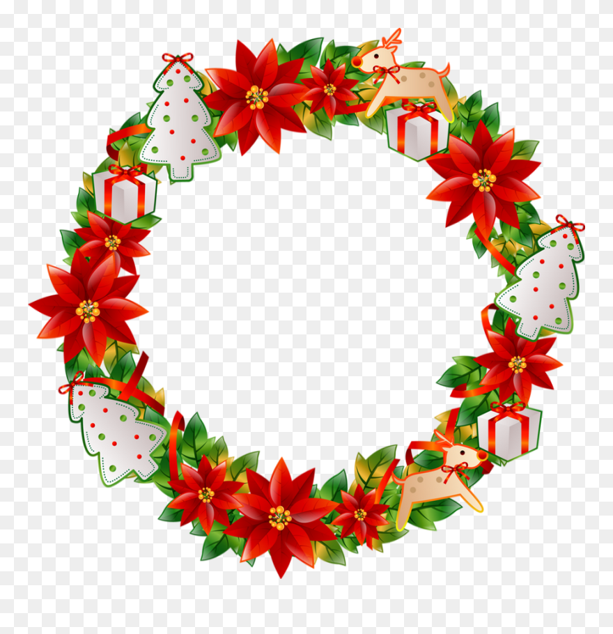 Christmas Flower Circle Png Clipart