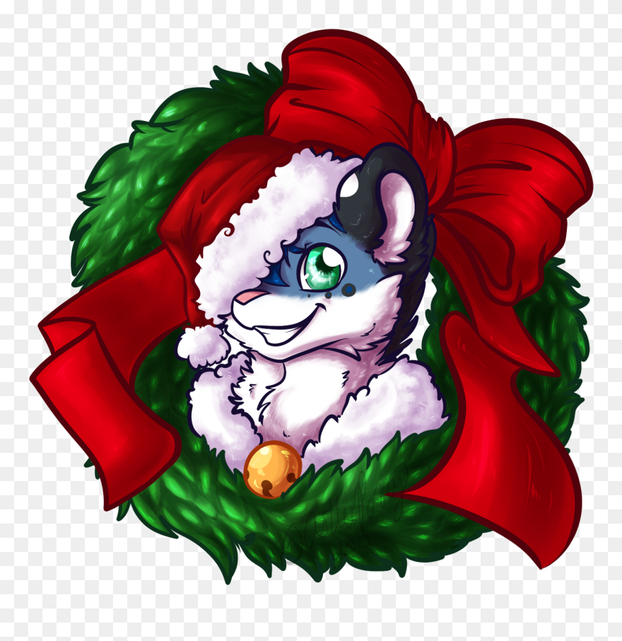 Christmas Wreath Bluebie - Cartoon Clipart