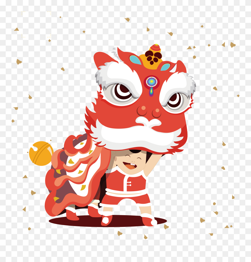 Transparent Chinese Lanterns Clipart - Lion Dance Chinese New Year Vector - Png Download