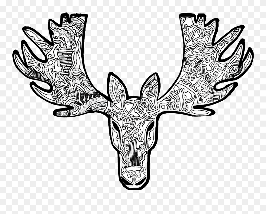 Line Art- - Drawing Moose Head Clipart