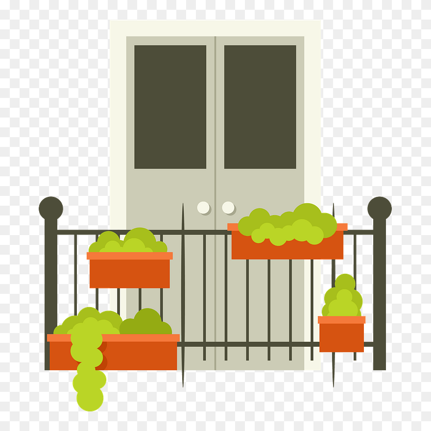 Balcony With Plants Clipart - Illustration - Png Download
