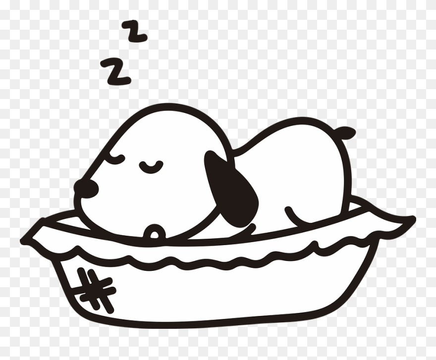 Dog Sleeping Clipart Black And White - Png Download