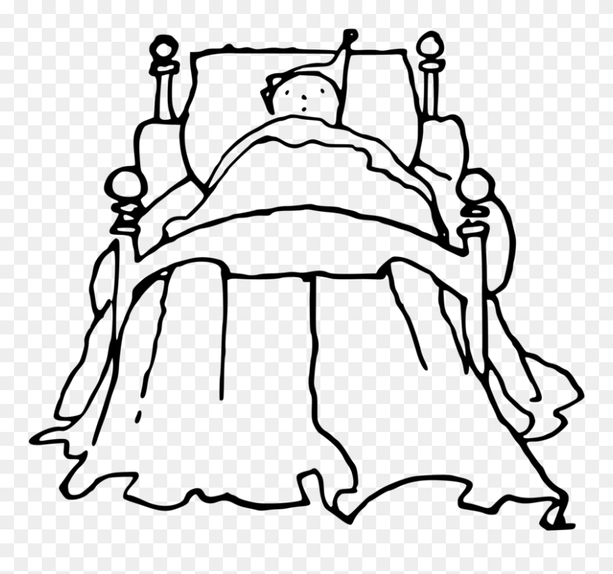 Line Art,style,black - Kid Sleeping In Bed Drawing Clipart