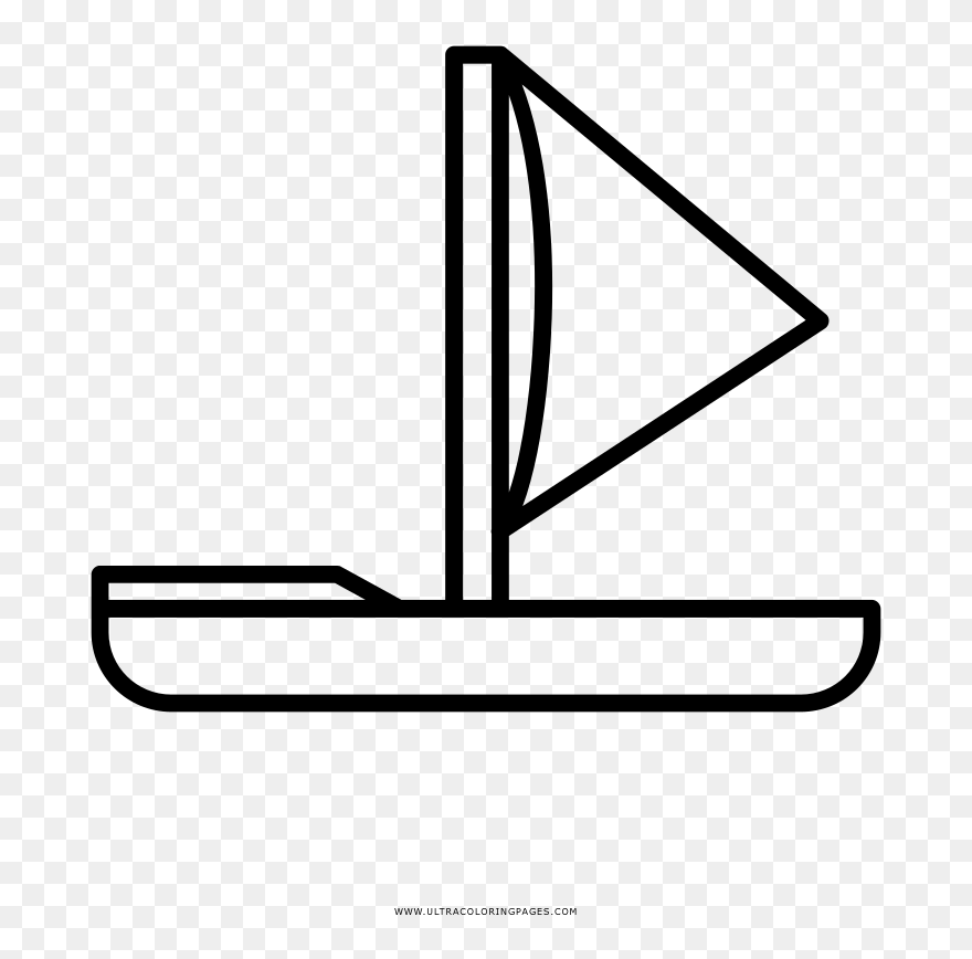 Sail Boat Coloring Page - Line Art Clipart