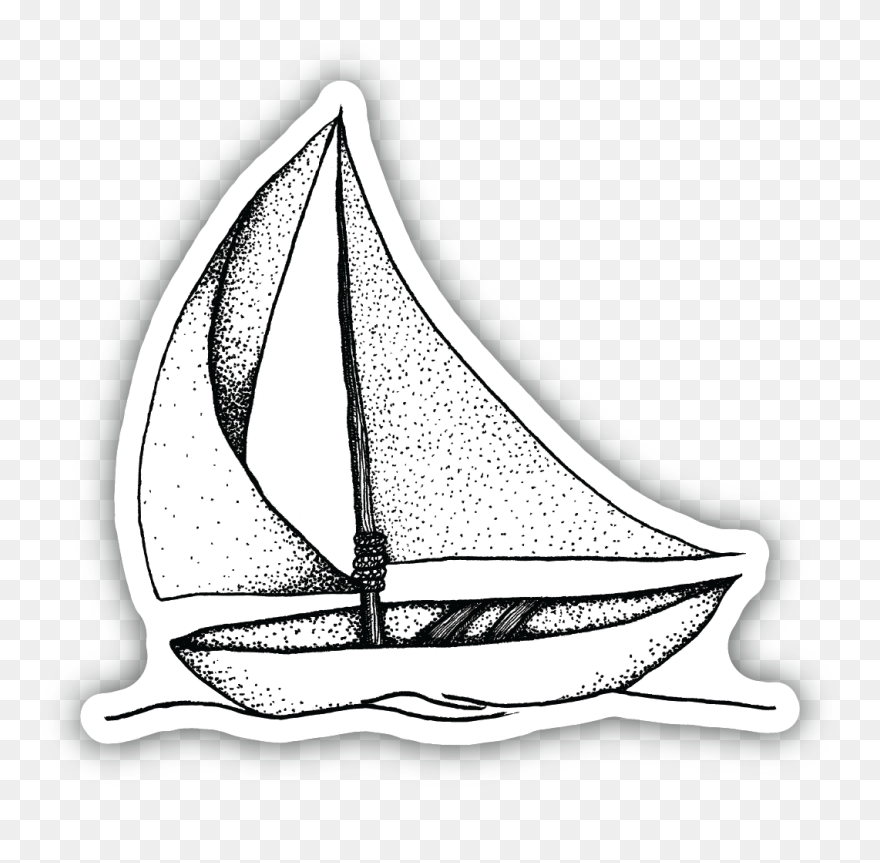 Sailboat Sketch Sticker - Sail Clipart
