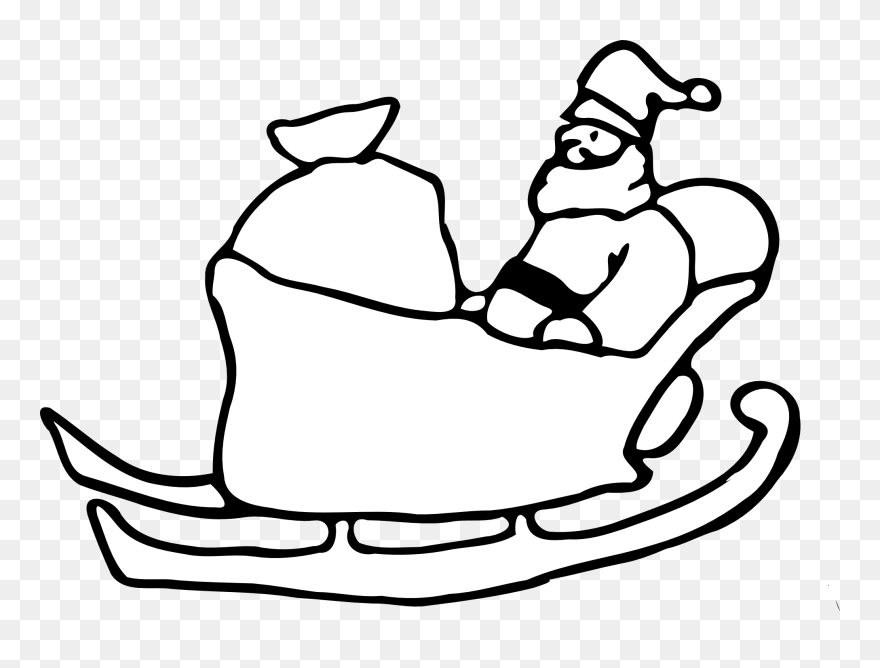 Sleigh Black And White Clipart - Santa's Sleigh Clipart Black And White - Png Download