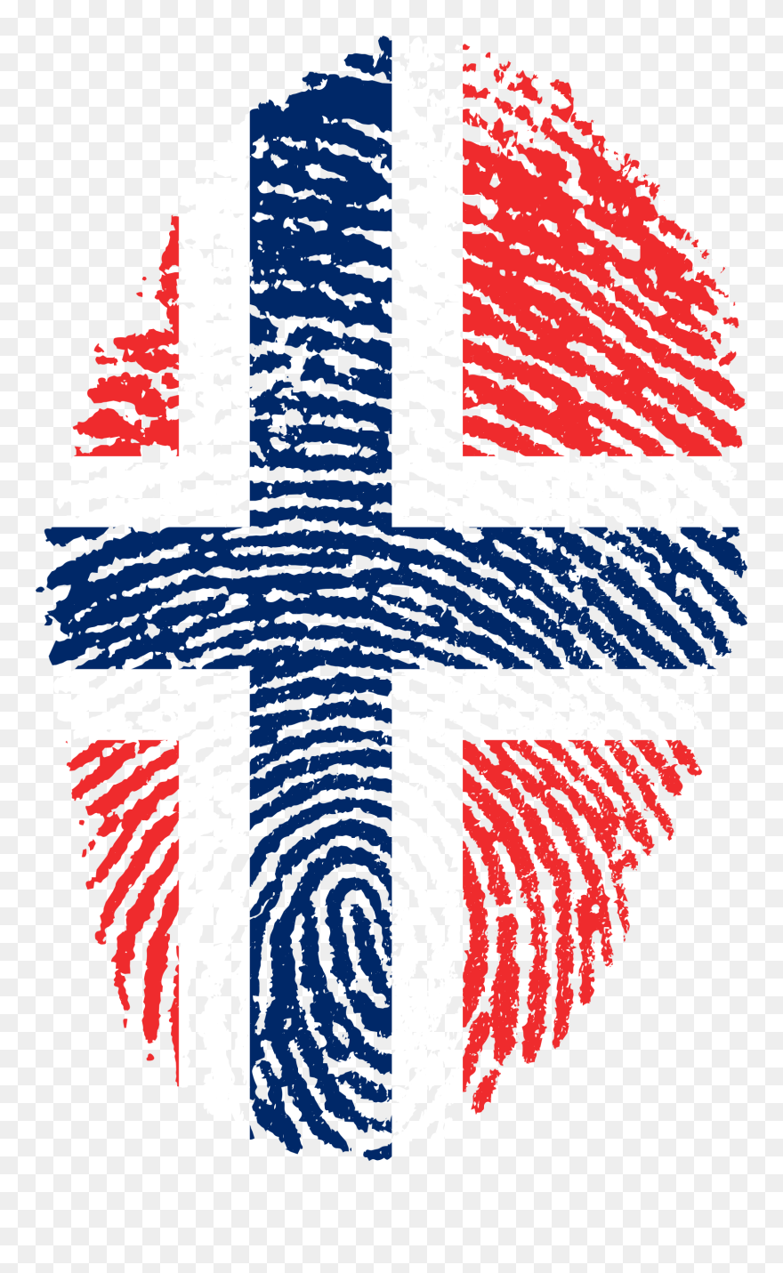 Transparent Old Rugged Cross Clipart - Norway Flag Fingerprint - Png Download